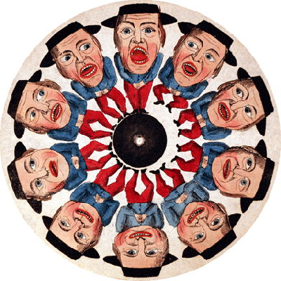 Phenakistoscope animation example, digital spinning disc animation